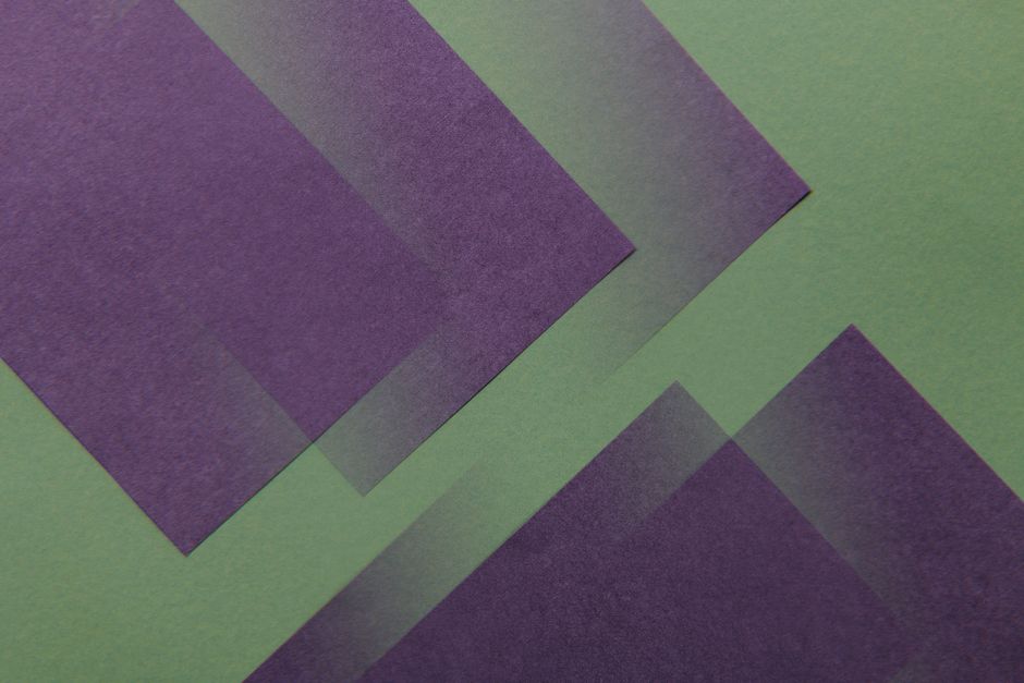 minimalist abstract geometric shapes in purple and gold